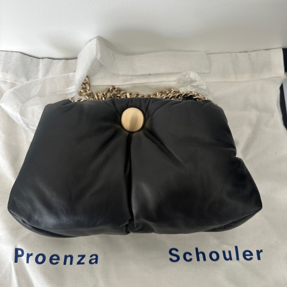 Proenza Schouler Black Leather Clutch with optional cross body chain